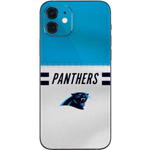 NFL Carolina Panthers White Striped iPhone 12 Skin