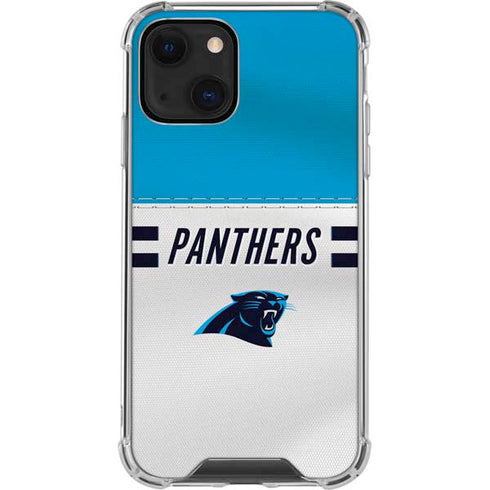 NFL Carolina Panthers White Striped iPhone 13 Clear Case