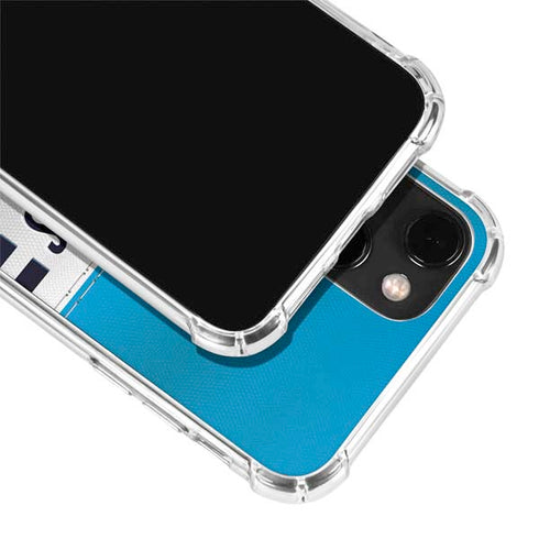 NFL Carolina Panthers White Striped iPhone 13 Mini Clear Case