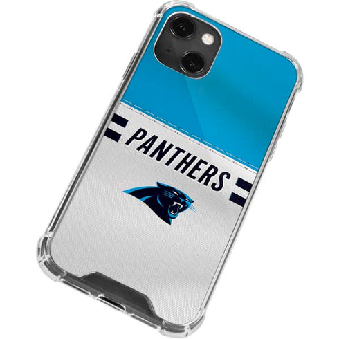 NFL Carolina Panthers White Striped iPhone 13 Mini Clear Case