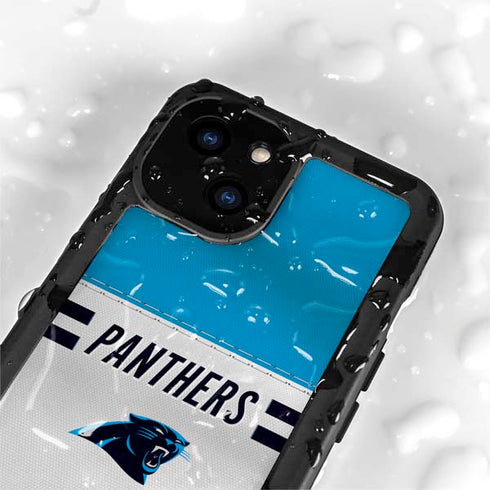 NFL Carolina Panthers White Striped iPhone 13 Mini Waterproof Case