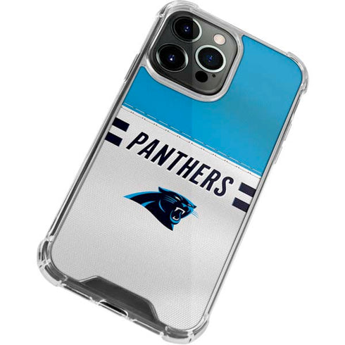 NFL Carolina Panthers White Striped iPhone 13 Pro Clear Case