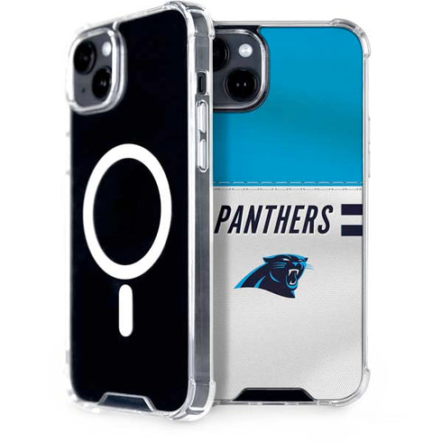 NFL Carolina Panthers White Striped iPhone 15 Plus MagSafe Case