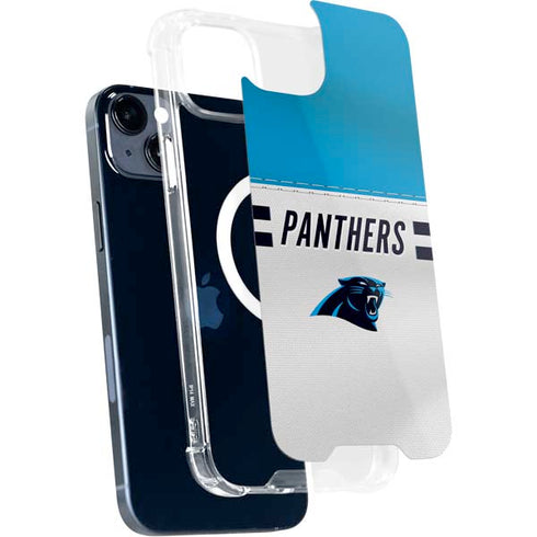 NFL Carolina Panthers White Striped iPhone 15 Plus MagSafe Case