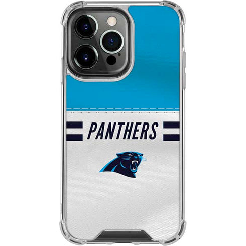 NFL Carolina Panthers White Striped iPhone 14 Pro Clear Case