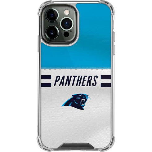 NFL Carolina Panthers White Striped iPhone 14 Pro Max Clear Case