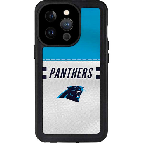 NFL Carolina Panthers White Striped iPhone 14 Pro Waterproof Case