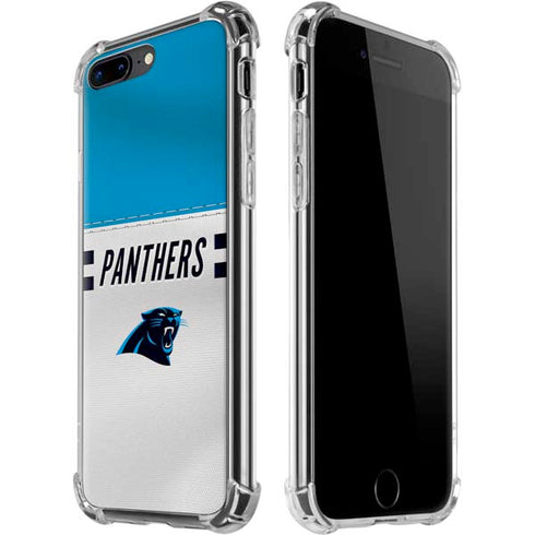NFL Carolina Panthers White Striped iPhone 7/8 Plus Clear Case