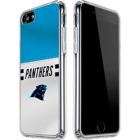 NFL Carolina Panthers White Striped iPhone SE (2nd & 3rd Gen) Clear Case