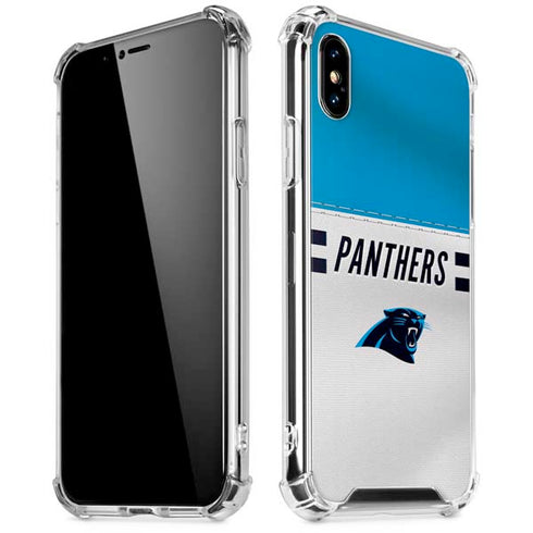 NFL Carolina Panthers White Striped iPhone XS Max Clear Case