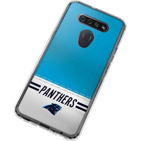 NFL Carolina Panthers White Striped LG K51/Q51 Clear Case