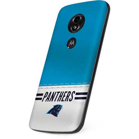 NFL Carolina Panthers White Striped Moto E5 Play Skin