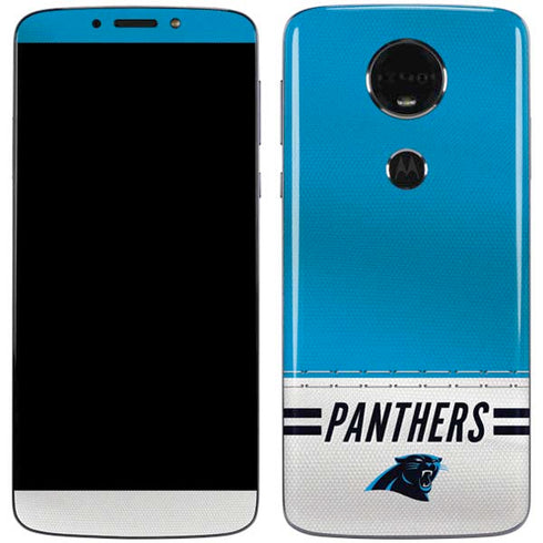 NFL Carolina Panthers White Striped Moto E5 Plus Skin