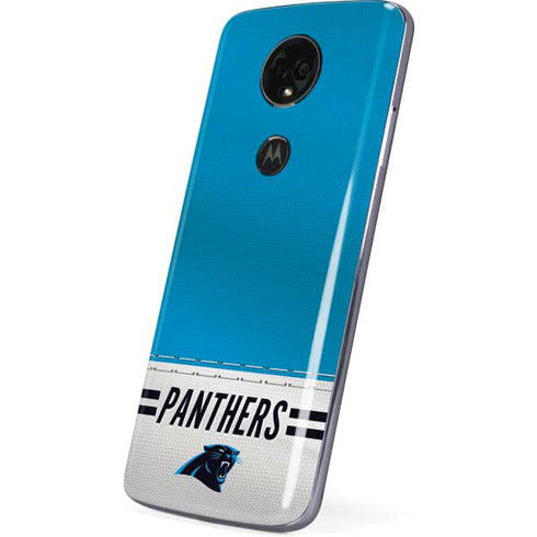 NFL Carolina Panthers White Striped Moto E5 Plus Skin