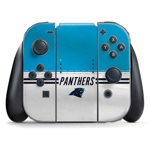 NFL Carolina Panthers White Striped Nintendo Switch (2017-2021) Joy-Con Controller Skin