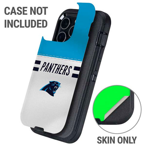 NFL Carolina Panthers White Striped Otterbox Defender iPhone Skin