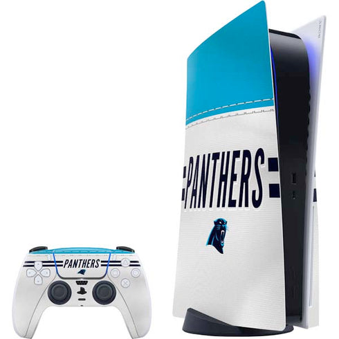NFL Carolina Panthers White Striped PS5 Bundle Skin
