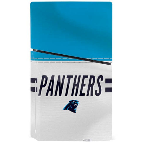 NFL Carolina Panthers White Striped PS5 Slim Disk Bundle Skin