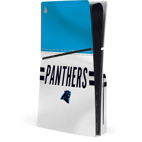 NFL Carolina Panthers White Striped PS5 Slim Disk Console Skin