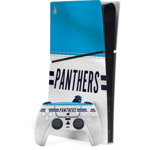 NFL Carolina Panthers White Striped PS5 Slim Digital Edition Bundle Skin