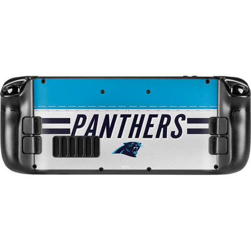 NFL Carolina Panthers White Striped Steam Deck Handheld Gaming Computer Skin