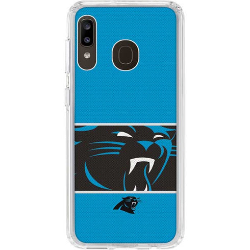 NFL Carolina Panthers Zone Block Galaxy A20 Clear Case