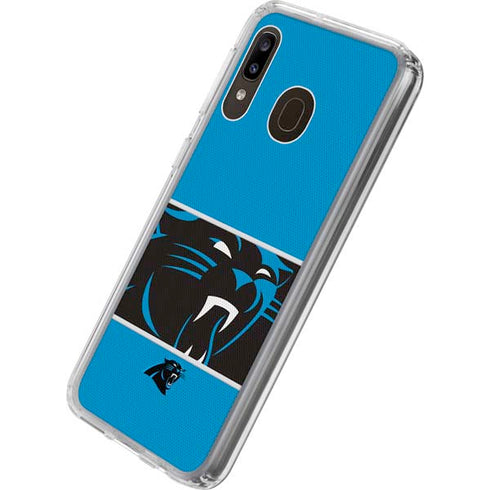 NFL Carolina Panthers Zone Block Galaxy A20 Clear Case