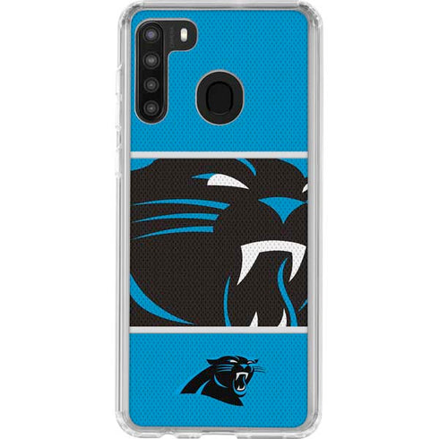 NFL Carolina Panthers Zone Block Galaxy A21 Clear Case
