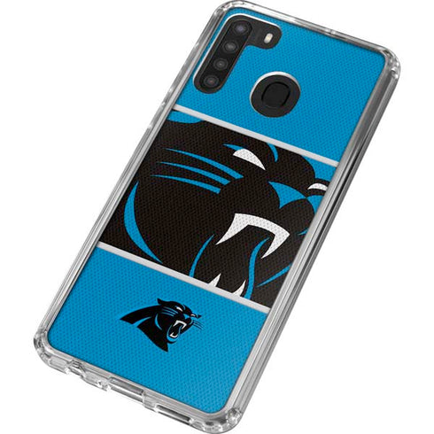 NFL Carolina Panthers Zone Block Galaxy A21 Clear Case