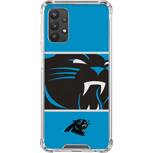 NFL Carolina Panthers Zone Block Galaxy A32 5G Clear Case