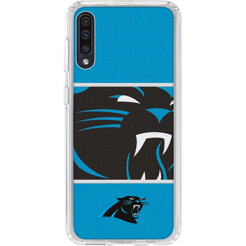 NFL Carolina Panthers Zone Block Galaxy A50 Clear Case