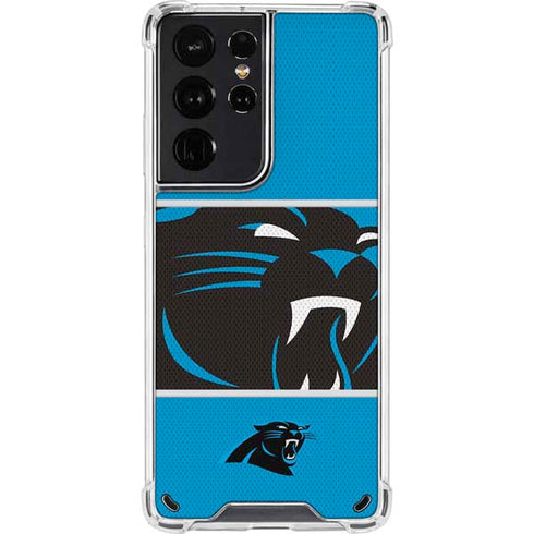NFL Carolina Panthers Zone Block Galaxy S21 Ultra 5G Clear Case