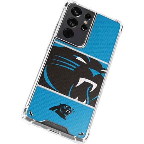 NFL Carolina Panthers Zone Block Galaxy S21 Ultra 5G Clear Case