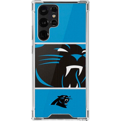 NFL Carolina Panthers Zone Block Galaxy S22 Ultra Clear Case