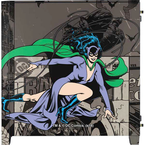 DC Comics Catwoman Vintage Action Pose Pattern Corsair 4000D Tempered Glass Mid-Tower ATX Case Skin