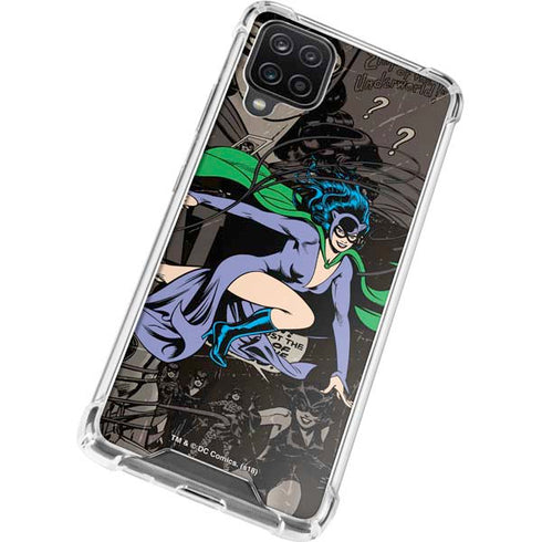 DC Comics Catwoman Vintage Action Pose Pattern Galaxy A12 Clear Case