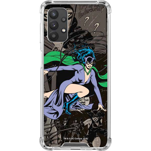 DC Comics Catwoman Vintage Action Pose Pattern Galaxy A32 5G Clear Case