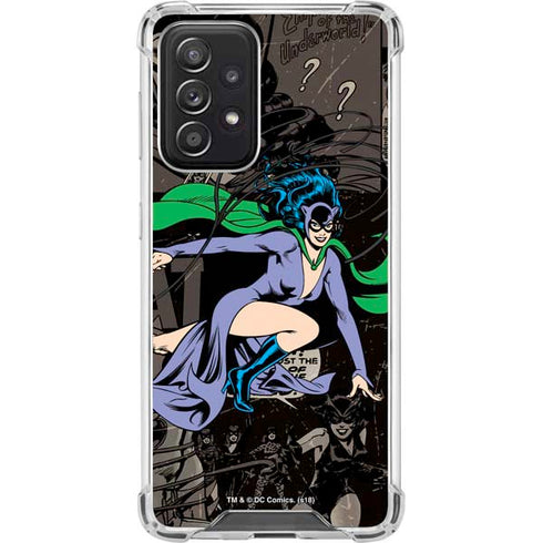 DC Comics Catwoman Vintage Action Pose Pattern Galaxy A52 5G Clear Case