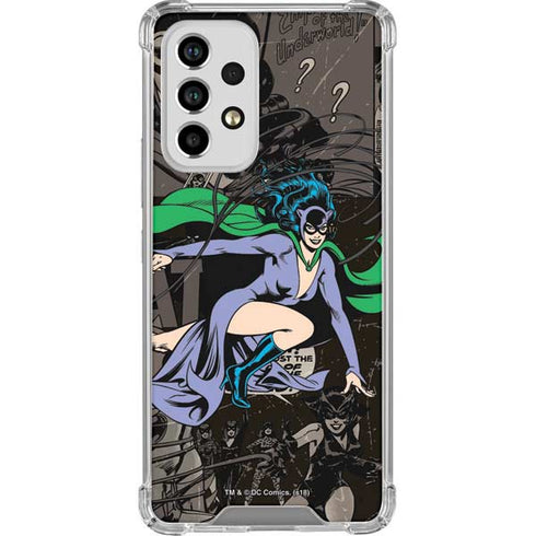 DC Comics Catwoman Vintage Action Pose Pattern Galaxy A53 5G Clear Case