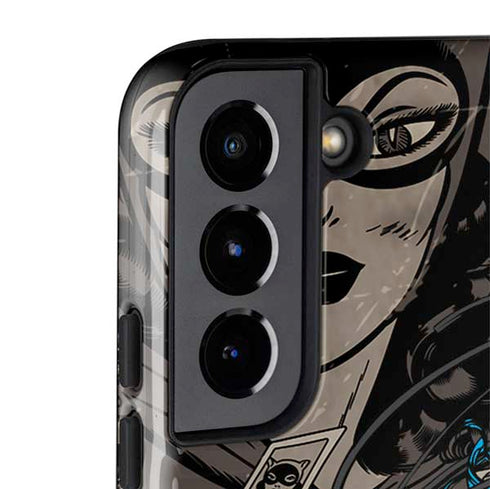 DC Comics Catwoman Vintage Action Pose Pattern Galaxy S22 Plus Pro Case