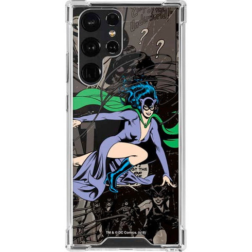 DC Comics Catwoman Vintage Action Pose Pattern Galaxy S22 Ultra Clear Case