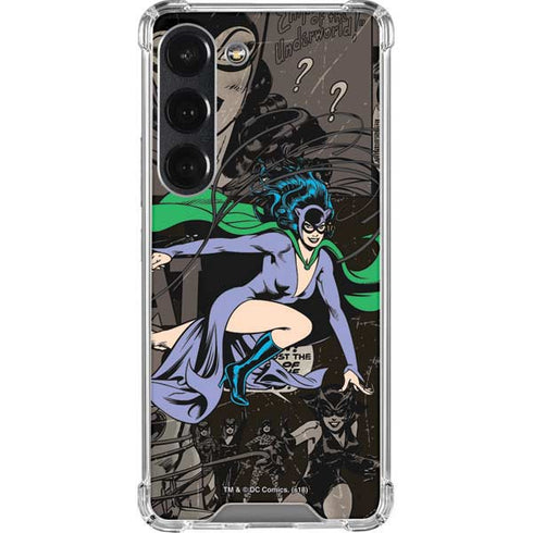 DC Comics Catwoman Vintage Action Pose Pattern Galaxy S23 Clear Case