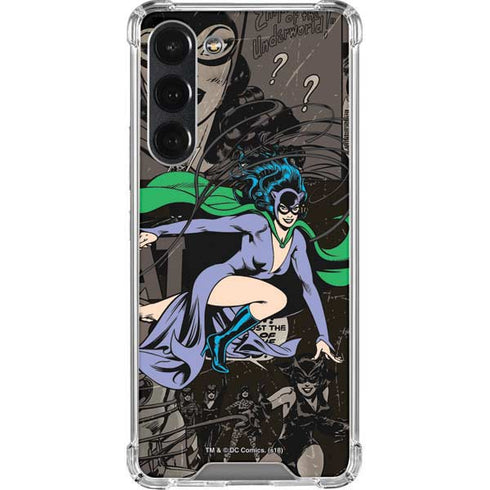 DC Comics Catwoman Vintage Action Pose Pattern Galaxy S23 Plus Clear Case