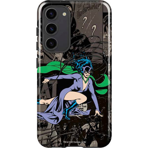 DC Comics Catwoman Vintage Action Pose Pattern Galaxy S23 Plus Pro Case