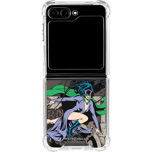 DC Comics Catwoman Vintage Action Pose Pattern Galaxy Z Flip5 5G Clear Case