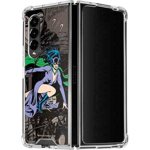 DC Comics Catwoman Vintage Action Pose Pattern Galaxy Z Fold4 5G Clear Case