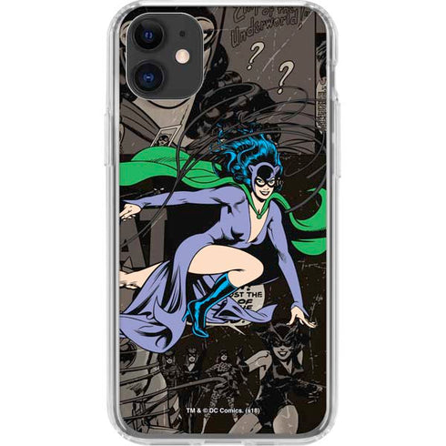 DC Comics Catwoman Vintage Action Pose Pattern iPhone 11 Clear Case