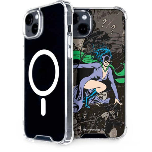 DC Comics Catwoman Vintage Action Pose Pattern iPhone 15 Plus MagSafe Case