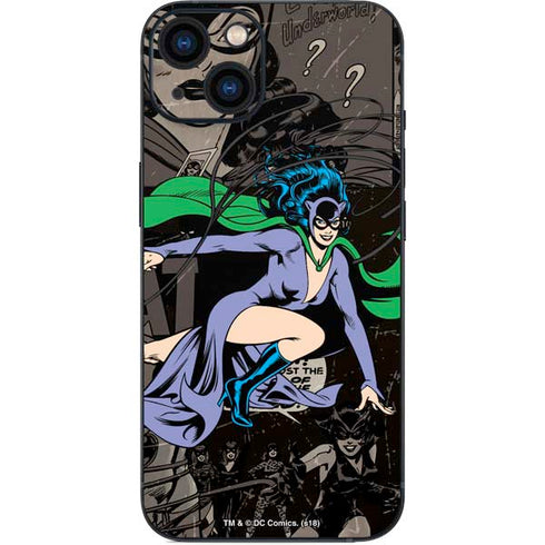 DC Comics Catwoman Vintage Action Pose Pattern iPhone 15 Plus Skin