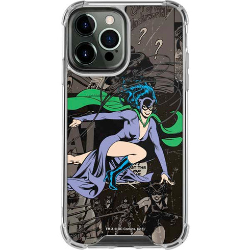 DC Comics Catwoman Vintage Action Pose Pattern iPhone 14 Pro Max Clear Case